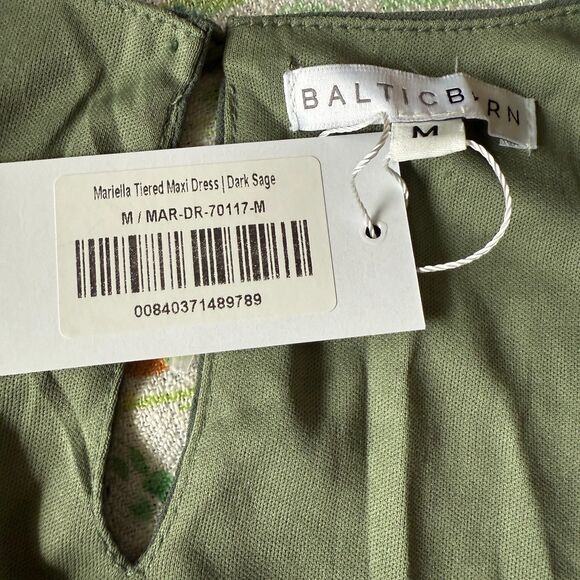 NWT Baltic Born Mariella Tiered Long Sleeve Modest Maxi Dress Dark Sage Green M - Picture 5 of 5